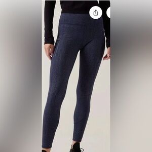 Athleta Ranier Blue Textured Leggings Tights Sz M